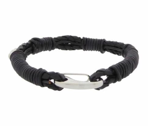 Christian Black Leather Bracelet