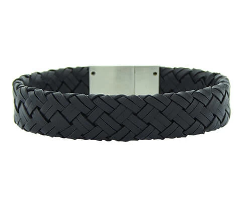 Christian Leather Black Bracelet White Clasp
