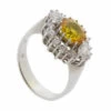 Wit gouden ring met saffier en briljant