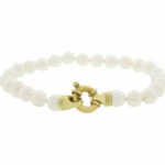 Parel armband met geel gouden slot