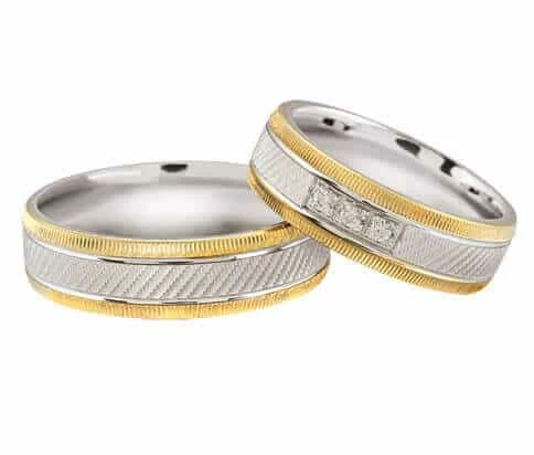Trouwringen bicolor met diamanten