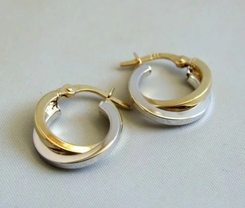 14 karaat bicolor oorbellen
