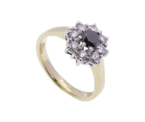 Gouden ring met Black and White Diamonds