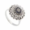 Wit gouden ring met saffier en diamanten