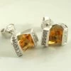 Wit gouden oorbellen met citrien en diamanten