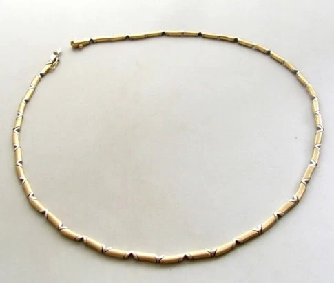 14 karaat geel- en wit gouden collier