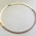 14 karaat geel- en wit gouden collier met zirkonia