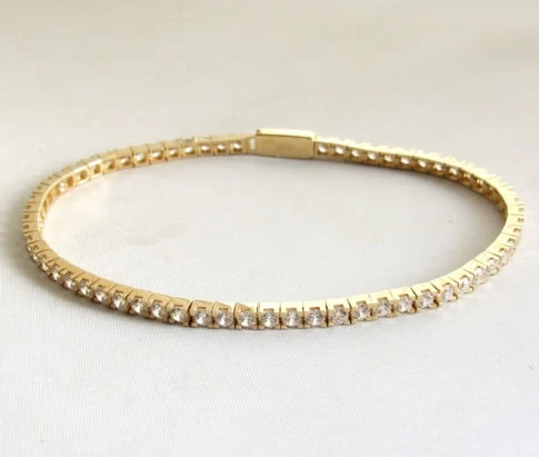 14 karaat geel gouden armband met zirkonia