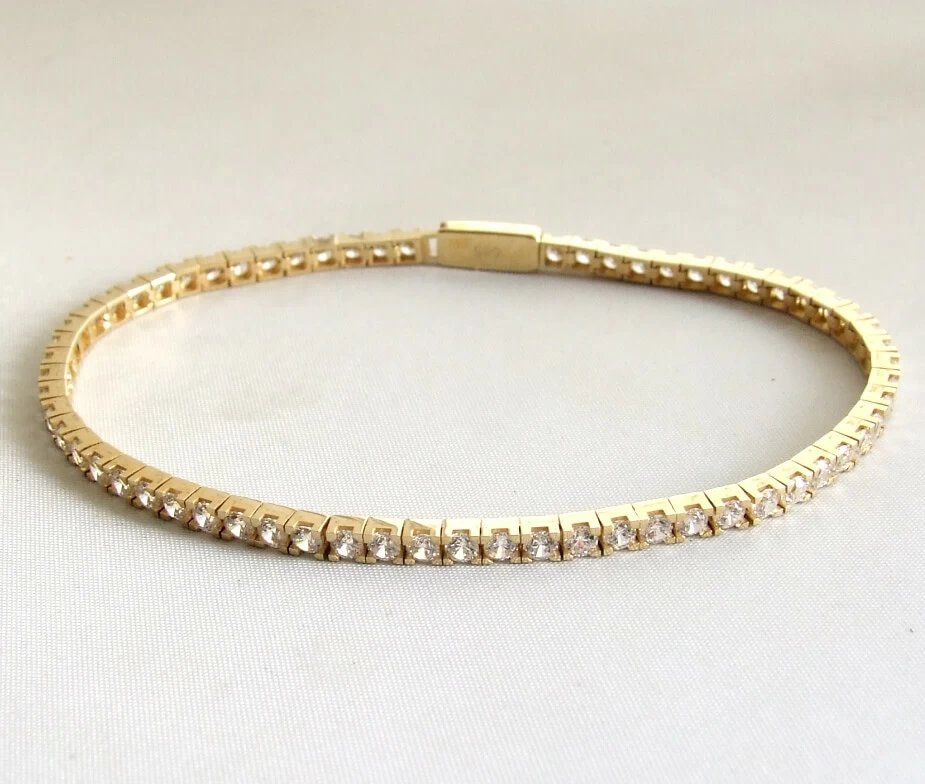 14 karaat geel gouden armband met zirkonia