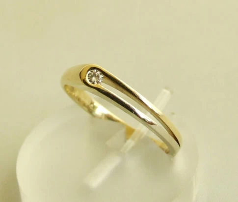 14 karaat bicolor ring met briljant