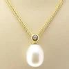 Gouden hanger met parel en diamant