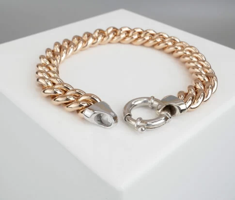 14 karaat gouden rosé en wit armband