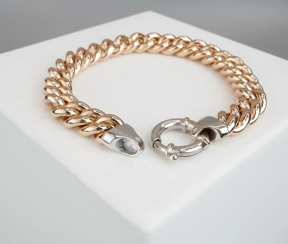 14 karaat gouden rosé en wit armband