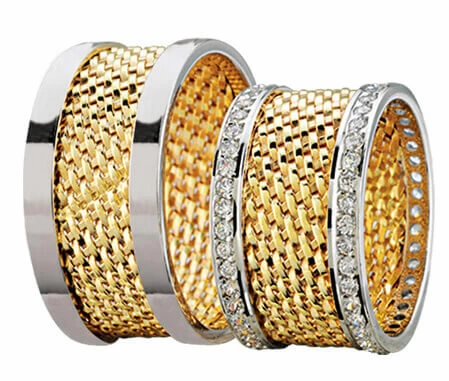 Bicolor trouwringen 74 diamanten