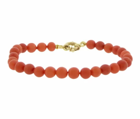 Bloedkoraal armband met gouden slot