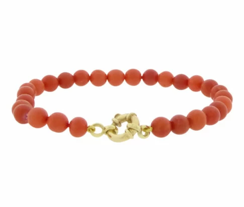 Bloedkoraal armband met gouden slot