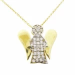 Gouden Collier En Zirkonia Engeltje Hanger