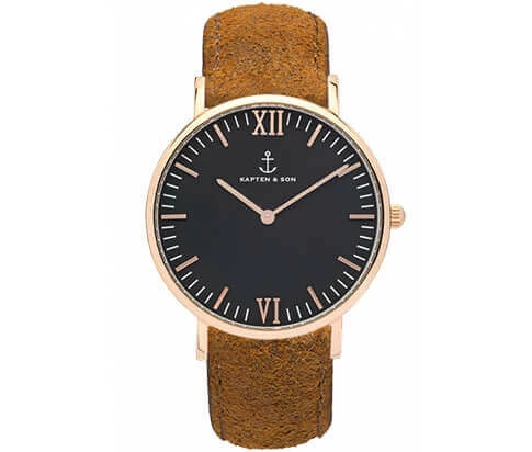 Kapten en Son horloge Black Brown Vintage Leather Campus 4251145223571