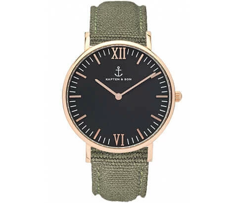 Kapten en Son horloge Black Olive Canvas Campina 4251145223762