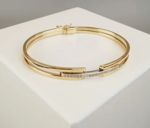 14 karaat Christian gouden bicolor armband
