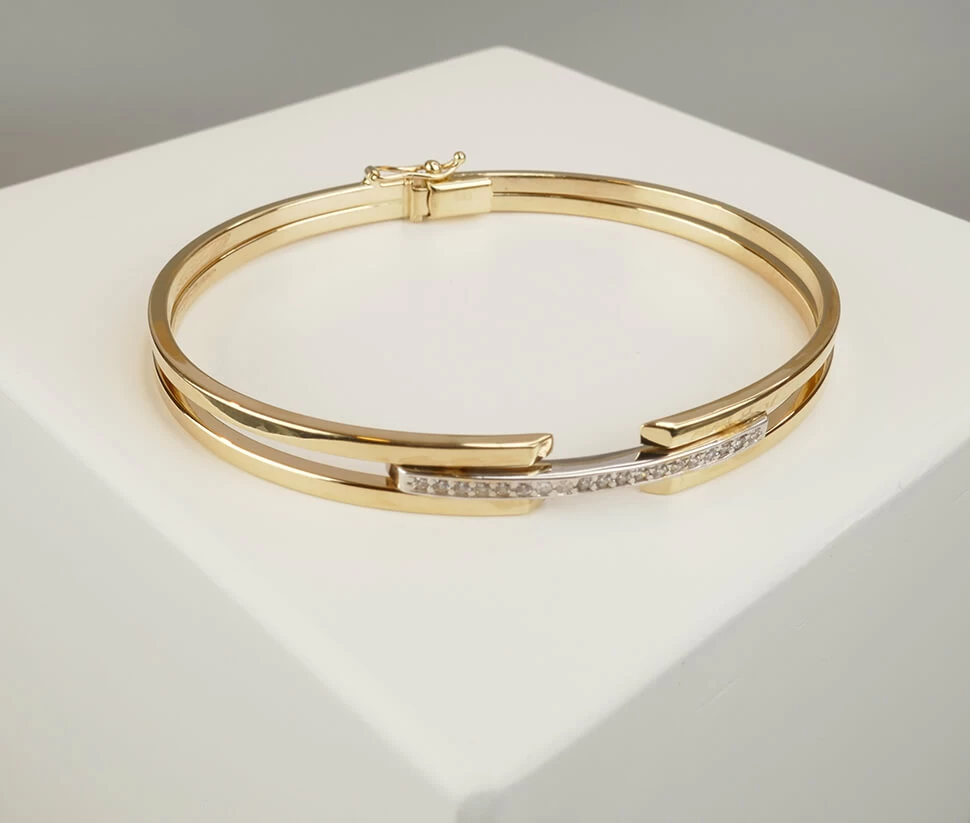 14 karaat Christian gouden bicolor armband