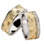 Bicolor Diamanten Trouwringen Geribbeld