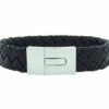 Christian Leather Black Bracelet White Clasp