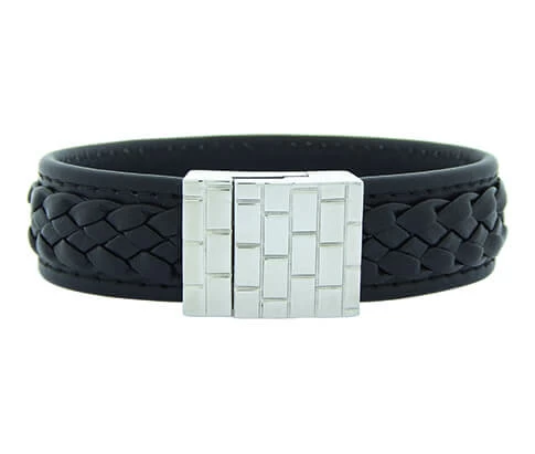 Christian Leather Black Yarn White Clasp