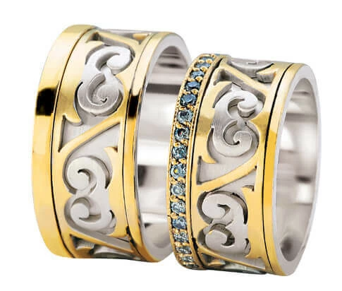 Christian trouwringen met blue diamonds