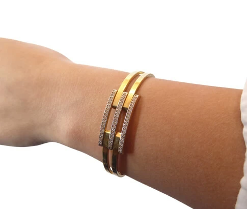 Gouden Christian slavenarmband met zirkonia