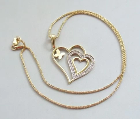 Gouden collier met zirkonia hanger
