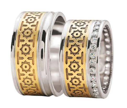 Trouwringen Oosters model met diamanten