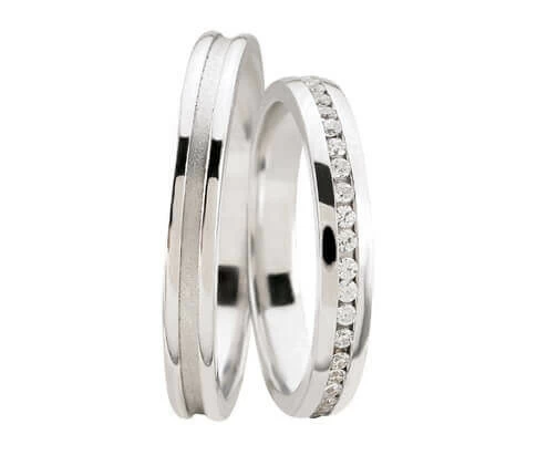 Trouwringen wit goud met diamanten