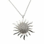 Wit gouden collier en zirkonia zonnehanger
