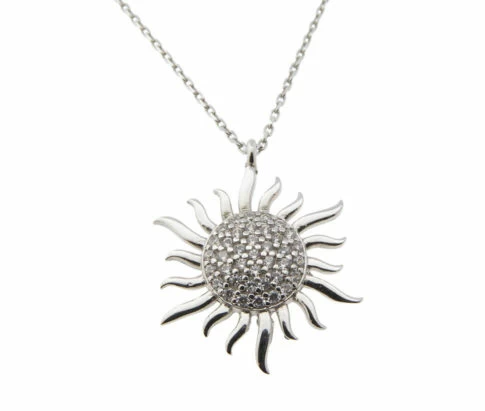 Wit gouden collier en zirkonia zonnehanger