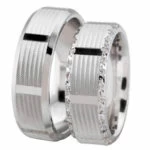 Wit Gouden Trouwringen Met 2 Rijen Diamanten