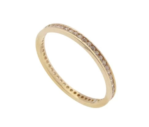 14 karaat rosé gouden ring met zirkonia