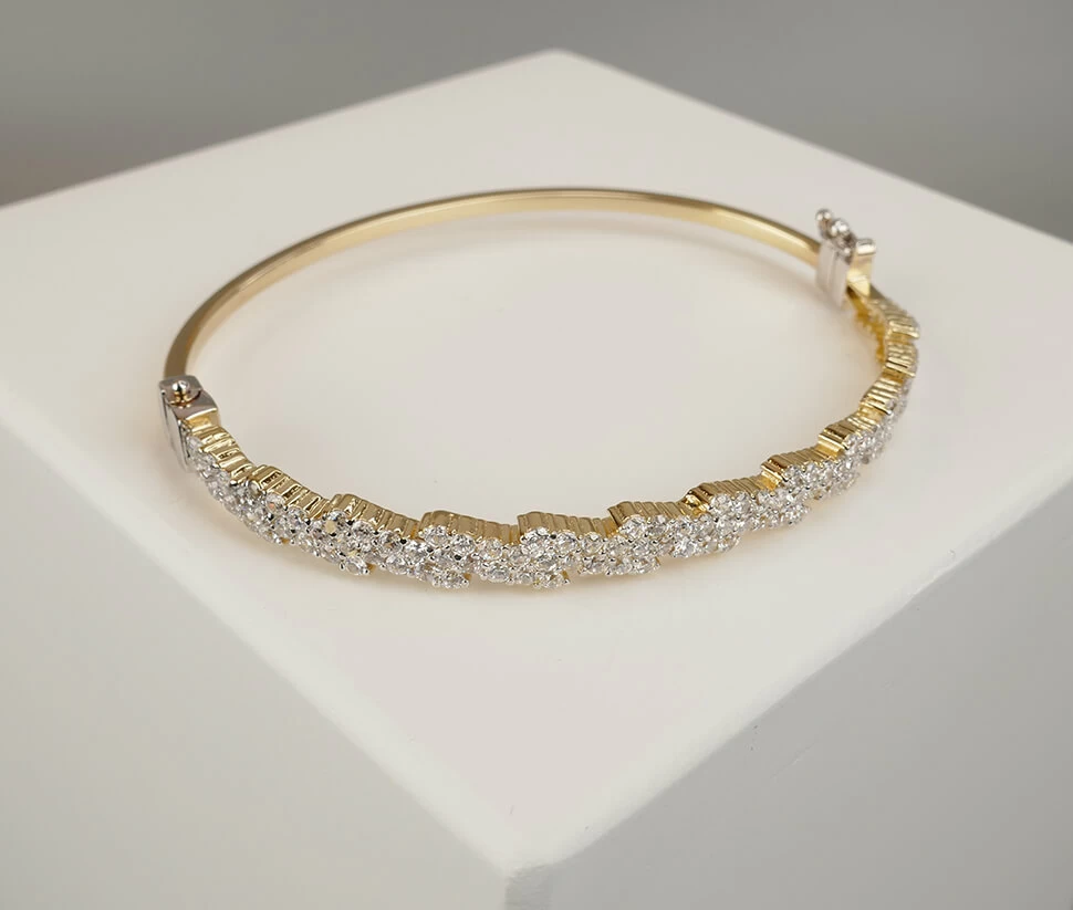 Geel gouden zirkonia schakelarmband