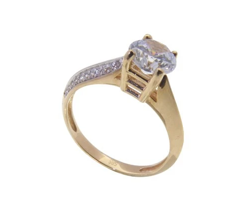 Rosé gouden solitaire ring met Swarovski zirconia
