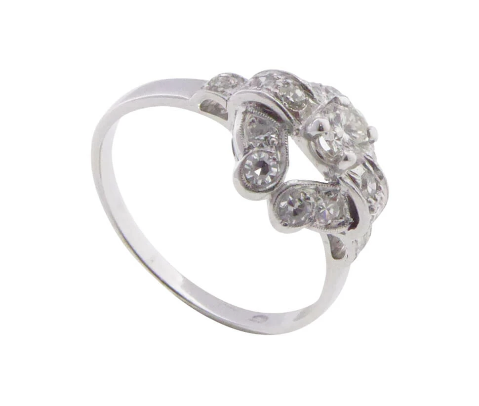 Occasion wit gouden ring met diamanten
