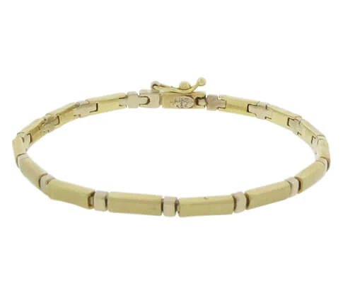 Christian gouden schakelarmband bicolor