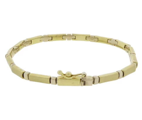 Christian gouden schakelarmband bicolor