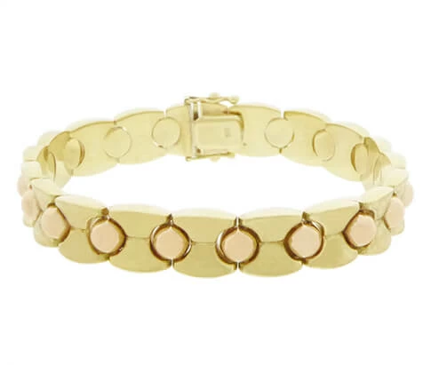 Geel gouden armband met rose bolletjes