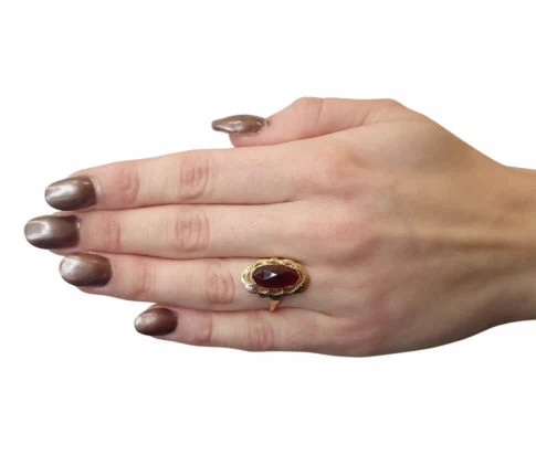 Occasion geel gouden granaat ring