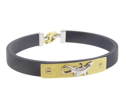 Rubberen en gouden armband met alligator