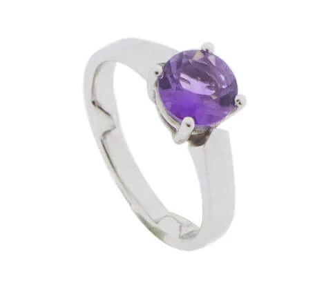 Wit gouden ring met solitair amethist