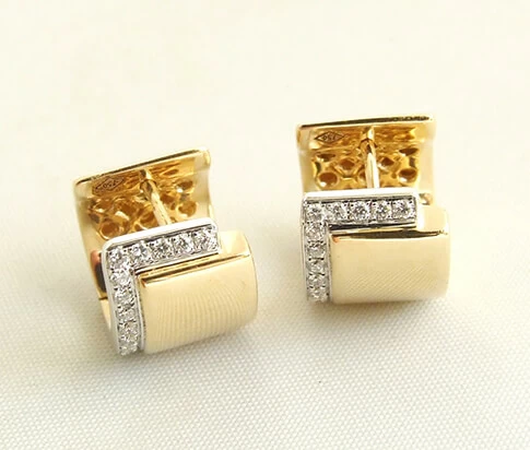 18 karaat geel gouden diamanten oorbellen