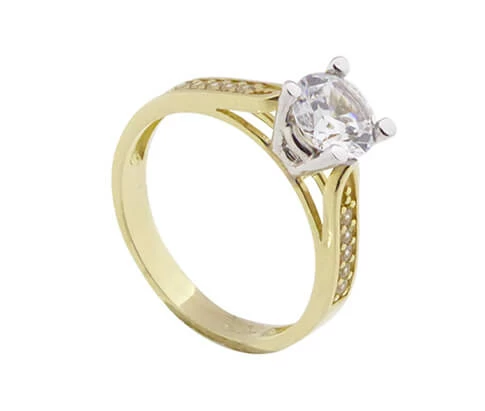 14 karaats bicolor ring met zirkonia