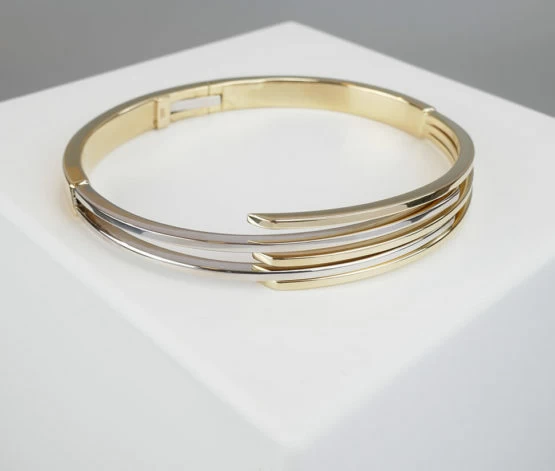 Bicolor gouden Christian slavenarmband Bicolor gouden Christian slavenarmband