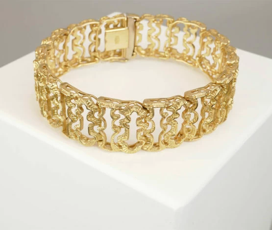 Geel gouden fantasie schakelarmband